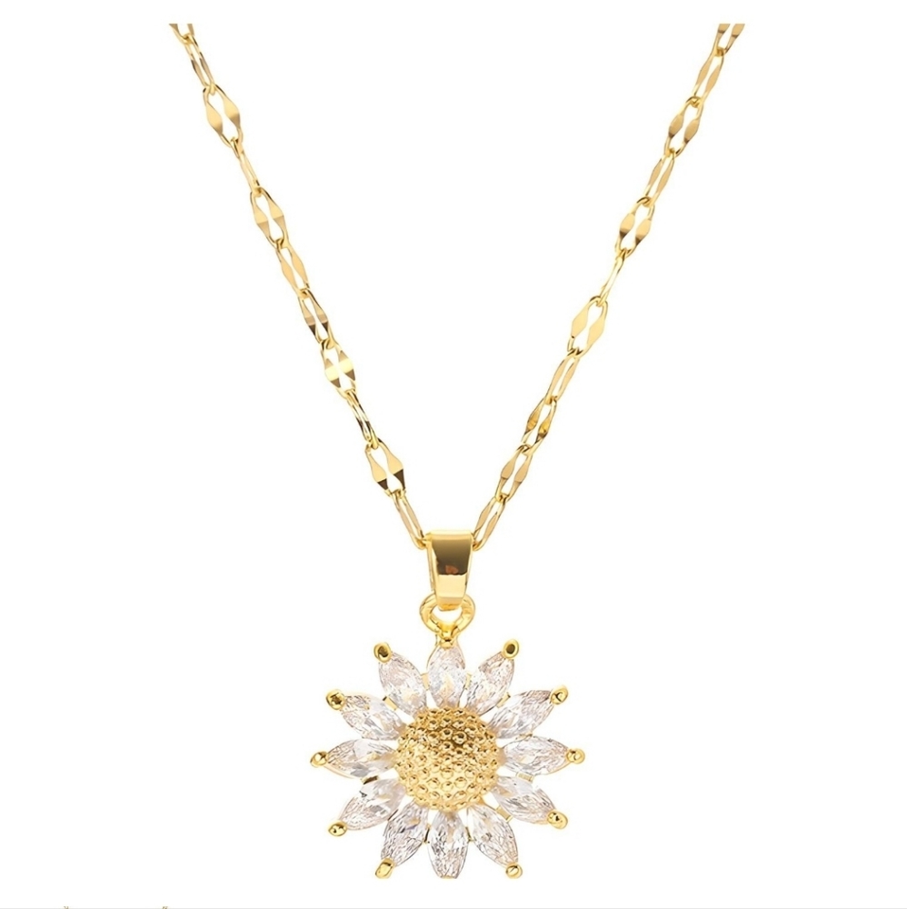 18 GOLD PLATED STAINLESS STEEL  "FLOWERS" NECKLACE.